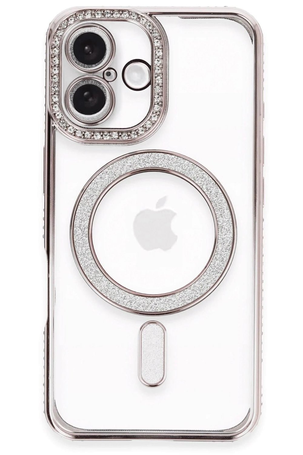 Mey İthalat®  iPhone 16 Plus Kılıf Joke Simli Magneticsafe Kılıf - Pembe