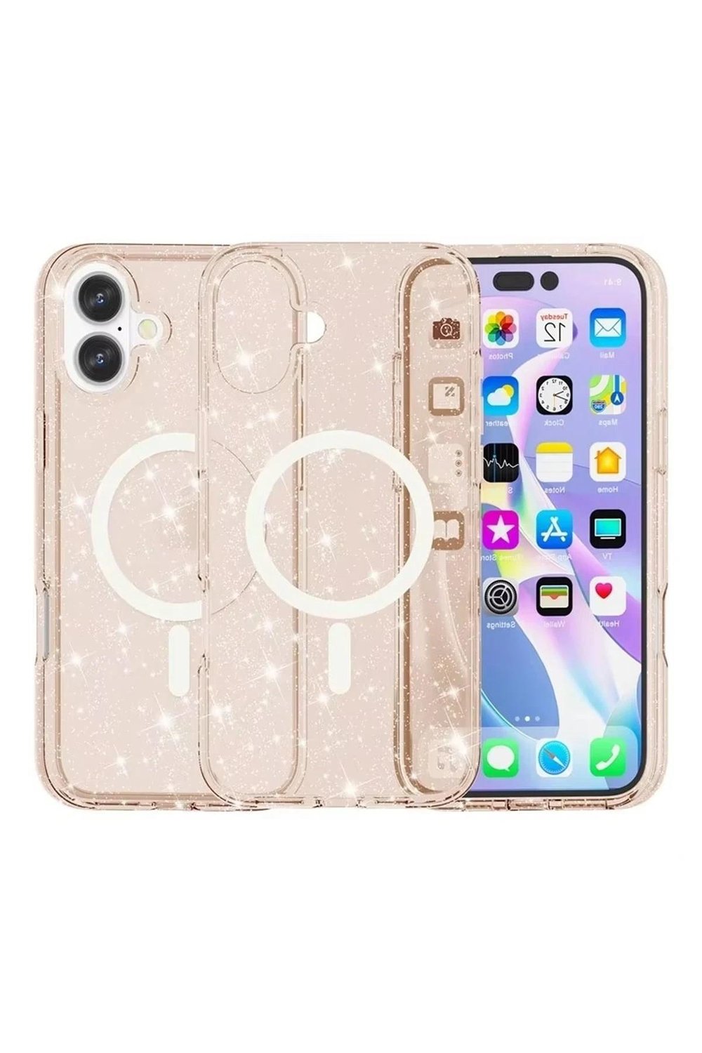 Mey İthalat®  iPhone 16 Plus Kılıf Star Magsafe Kapak - Turuncu