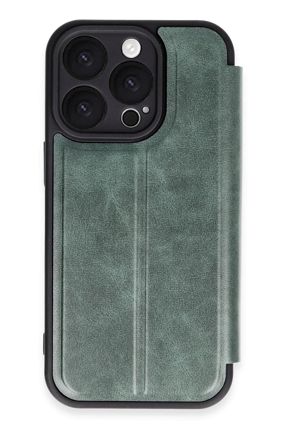 Mey İthalat®  iPhone 16 Pro Kılıf Flip Cover - Koyu Yeşil