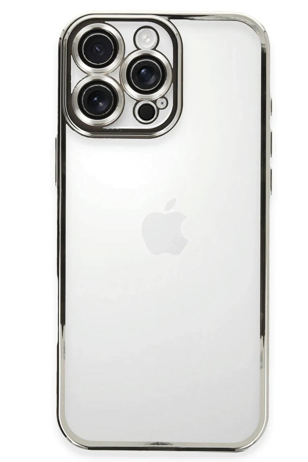 Mey İthalat®  iPhone 16 Pro Max Kılıf  Lensli Silikon - Gümüş