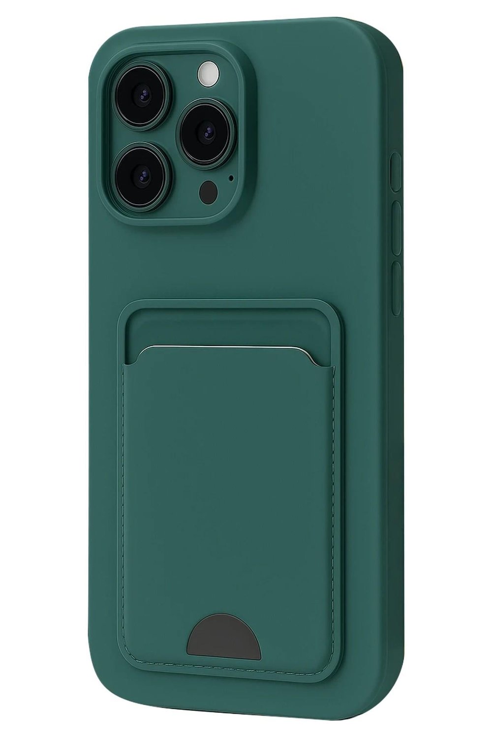 Mey İthalat®  iPhone 16 Pro Max Kılıf Kelvin Kartvizitli Silikon - Koyu Yeşil