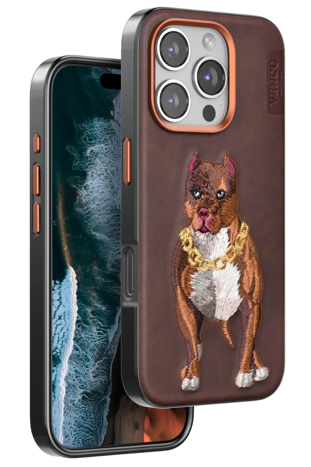 Mey İthalat®  iPhone 16 Pro Perma Desenli Kapak - Kahverengi