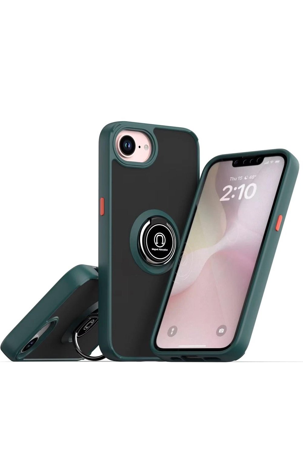 Mey İthalat®  iPhone 16E Kılıf Montreal Yüzüklü Silikon Kapak - Yeşil