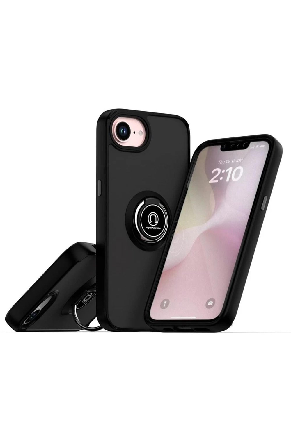 Mey İthalat®  iPhone 16E Kılıf Montreal Yüzüklü Silikon Kapak - Siyah