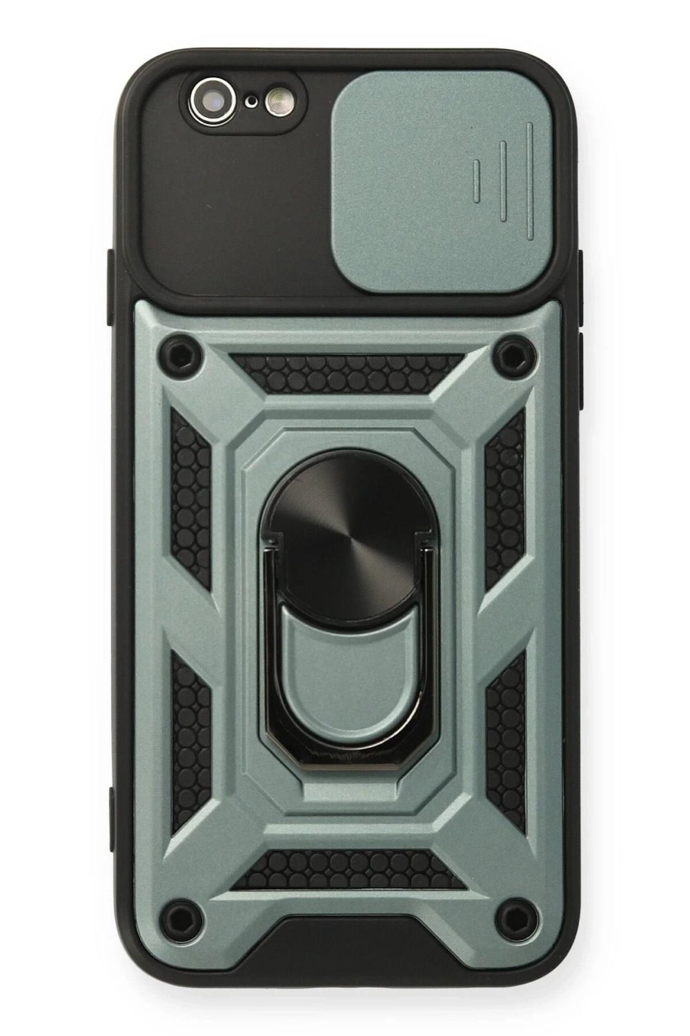 Mey İthalat®  iPhone 6 Kılıf Pars Lens Yüzüklü Silikon - Yeşil