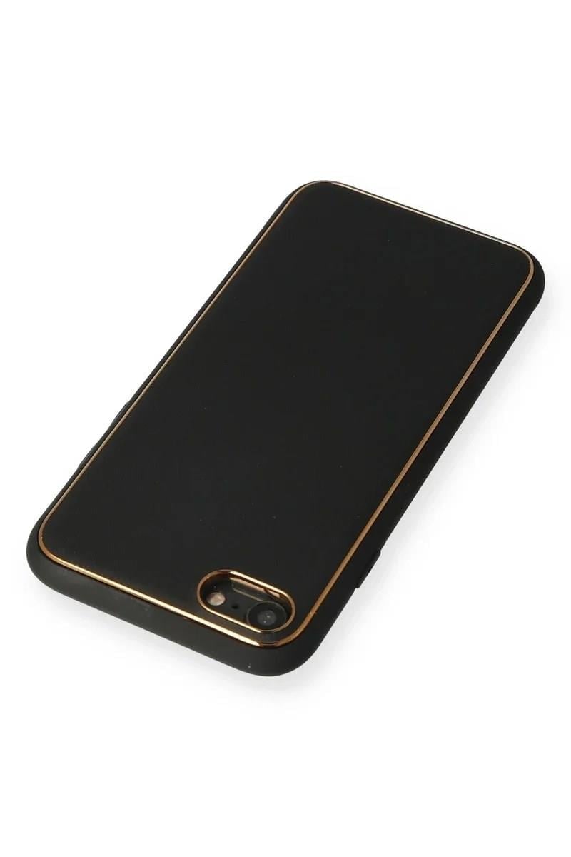 Mey İthalat®  iPhone 7 Kılıf Coco Deri Silikon Kapak - Siyah