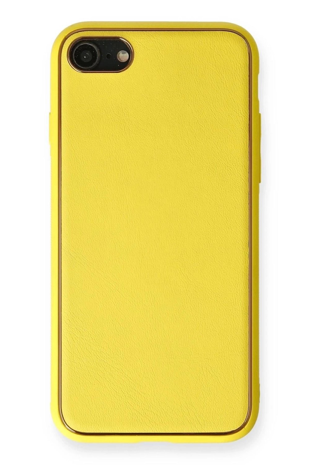 Mey İthalat®  iPhone 7 Kılıf Coco Deri Silikon Kapak - Sarı