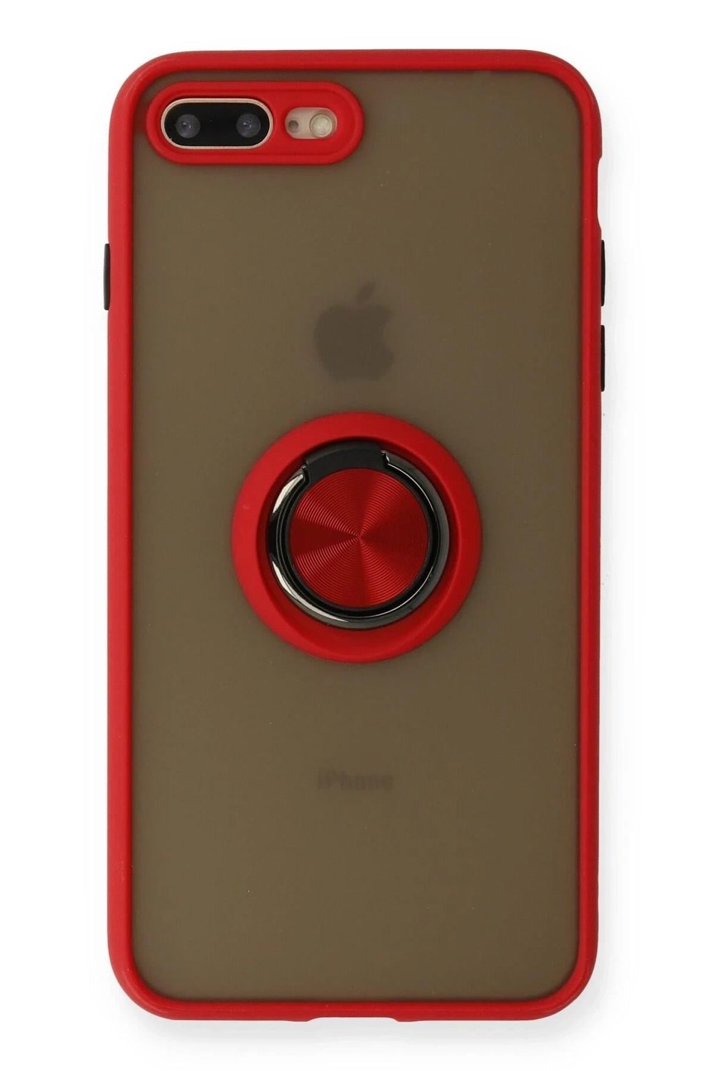 Mey İthalat®  iPhone 7 Plus Kılıf Montreal Yüzüklü Silikon Kapak - Kırmızı