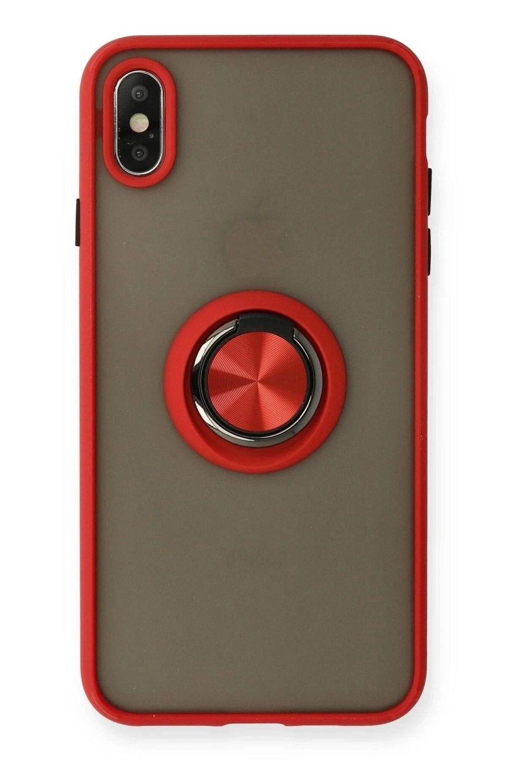 Mey İthalat®  iPhone X Kılıf Montreal Yüzüklü Silikon Kapak - Kırmızı