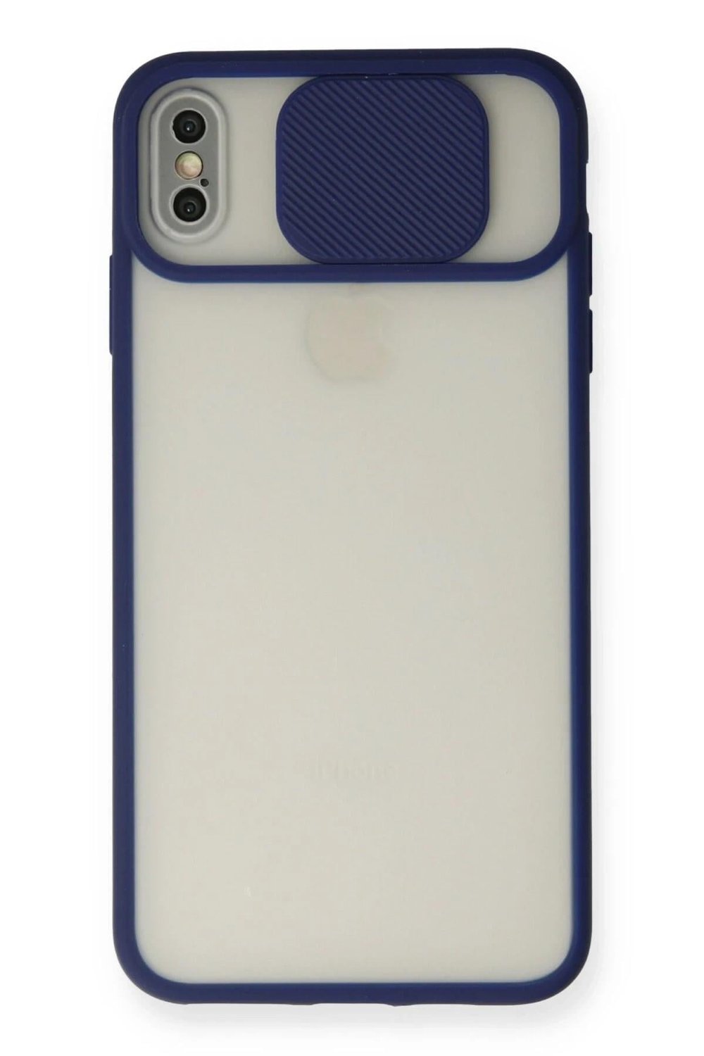 Mey İthalat®  iPhone X Kılıf Palm Buzlu Kamera Sürgülü Silikon - Lacivert