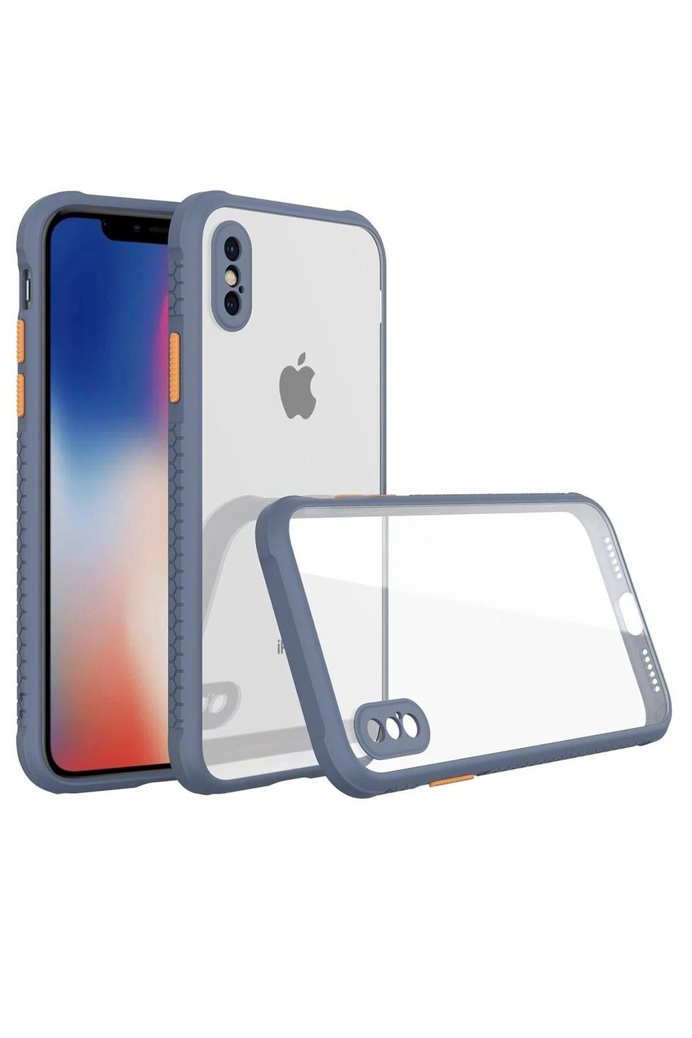 Mey İthalat®  iPhone XS Max Kılıf Miami Şeffaf Silikon - Gri