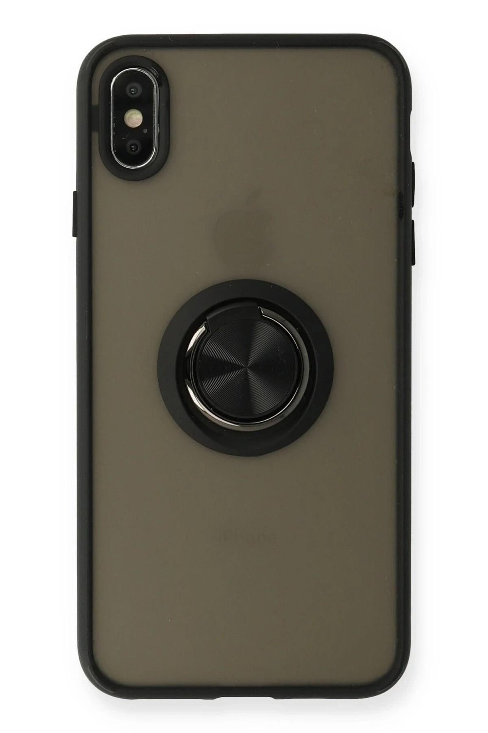 Mey İthalat®  iPhone XS Max Kılıf Montreal Yüzüklü Silikon Kapak - Siyah