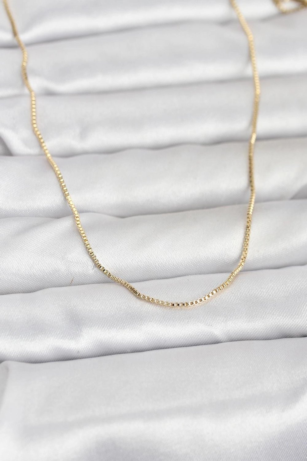 Mey İthalat® CM 14K Gold Renk İnce Kare Zincirli Model 60 cm Kadın Kolye