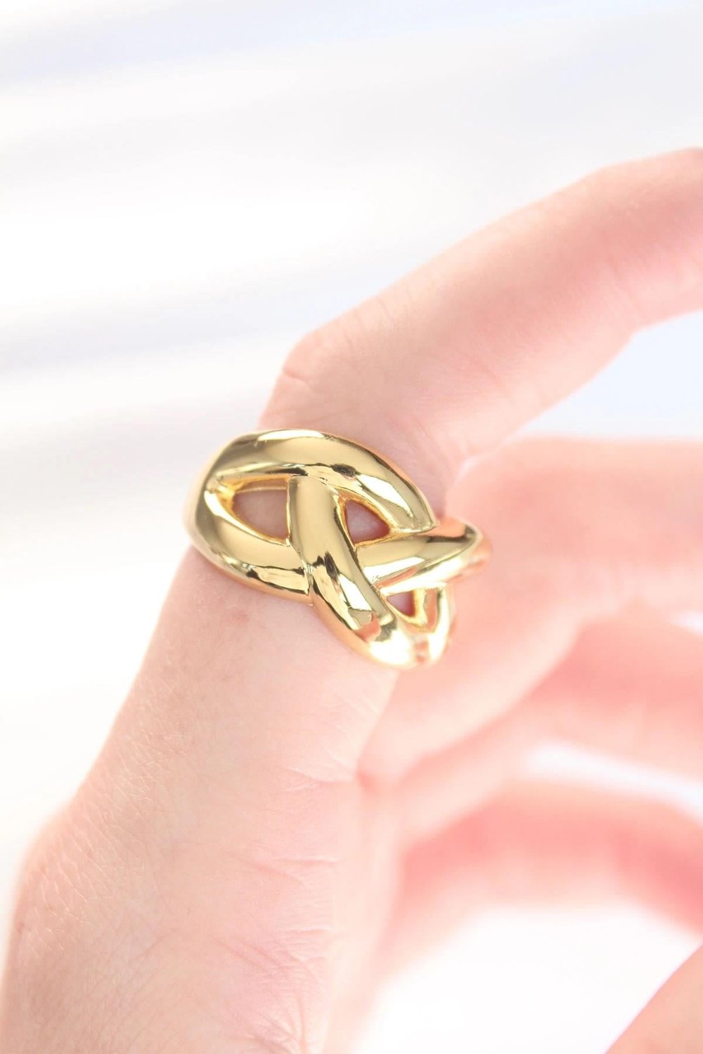 Mey İthalat® Düğüm Model Gold Renk Ayarlanabilir Yüzük