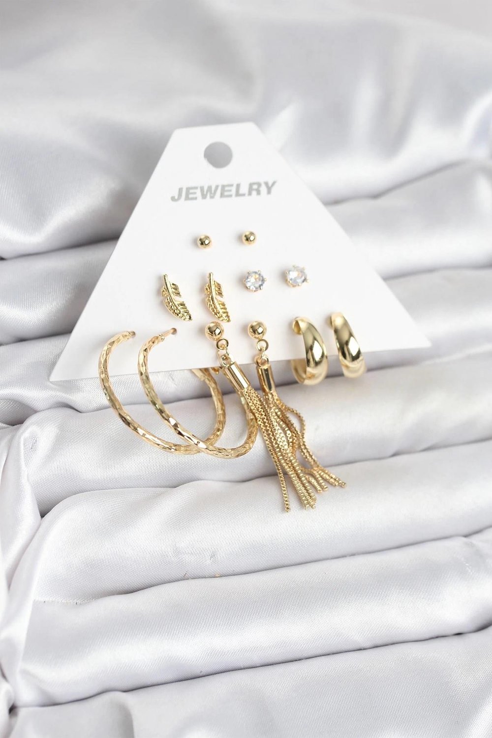 Mey İthalat® Gold Renk Pirinç Kadın 6 Çift Küpe Seti
