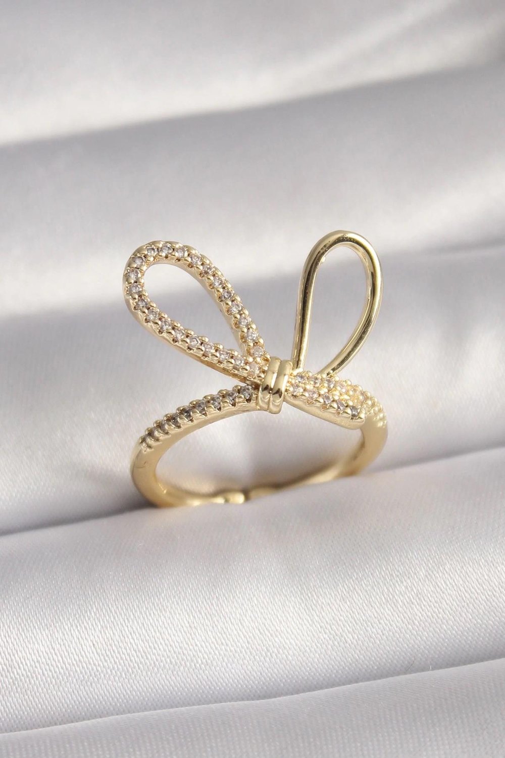 Mey İthalat® Gold Renk Zirkon Taşlı Düğüm Model Kadın Yüzük