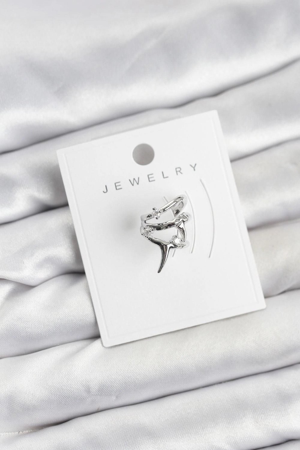 Mey İthalat® Gümüş Renk Pirinç Diken Model Kıkırdak Earcuff Küpe