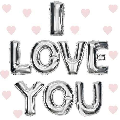 Mey İthalat® I Love You Folyo Balon Gümüş Renk 35 CM