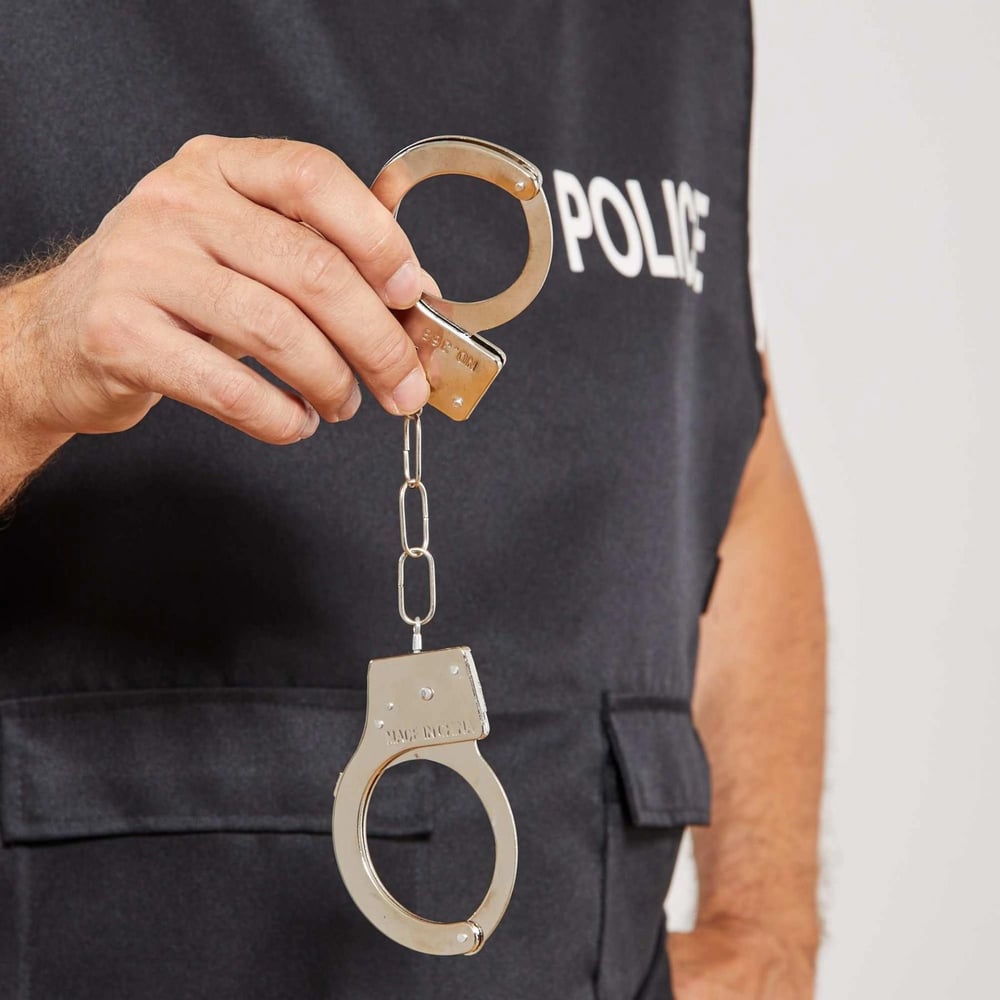 Mey İthalat® Metal Malzemeden İmal Anahtarlı Oyuncak Polis Kelepçesi