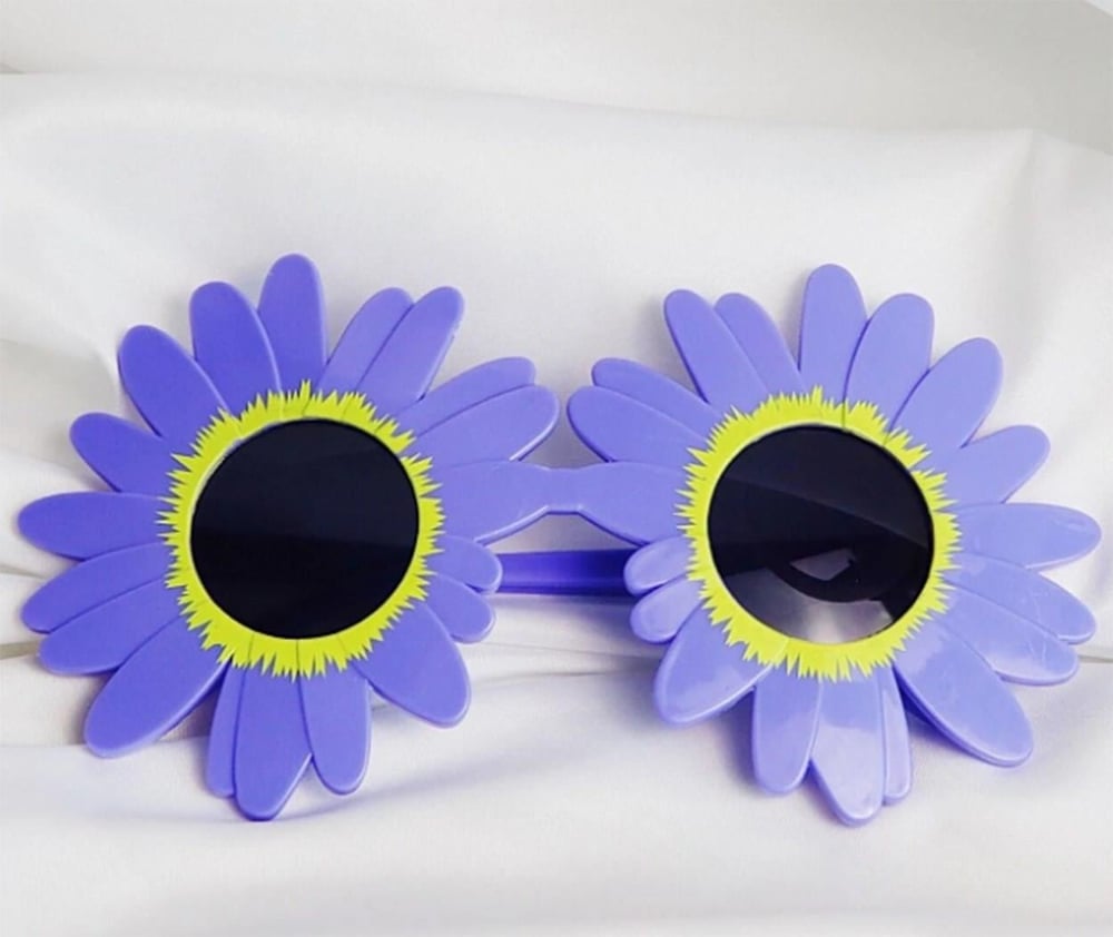 Mey İthalat® Mor Renk Papatya Şekilli Parti Gözlüğü 18x10 cm