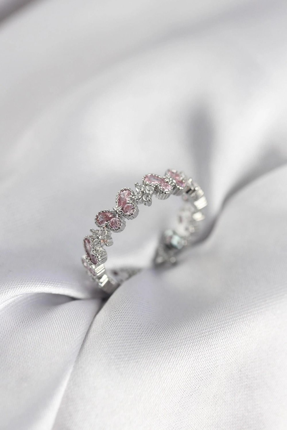Mey İthalat® Pembe Zirkon Taşlı Kelebek Model Kadın Yüzük