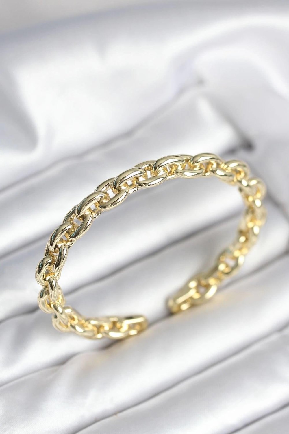 Mey İthalat® Zincir Model Gold Renk Pirinç Kadın Bileklik