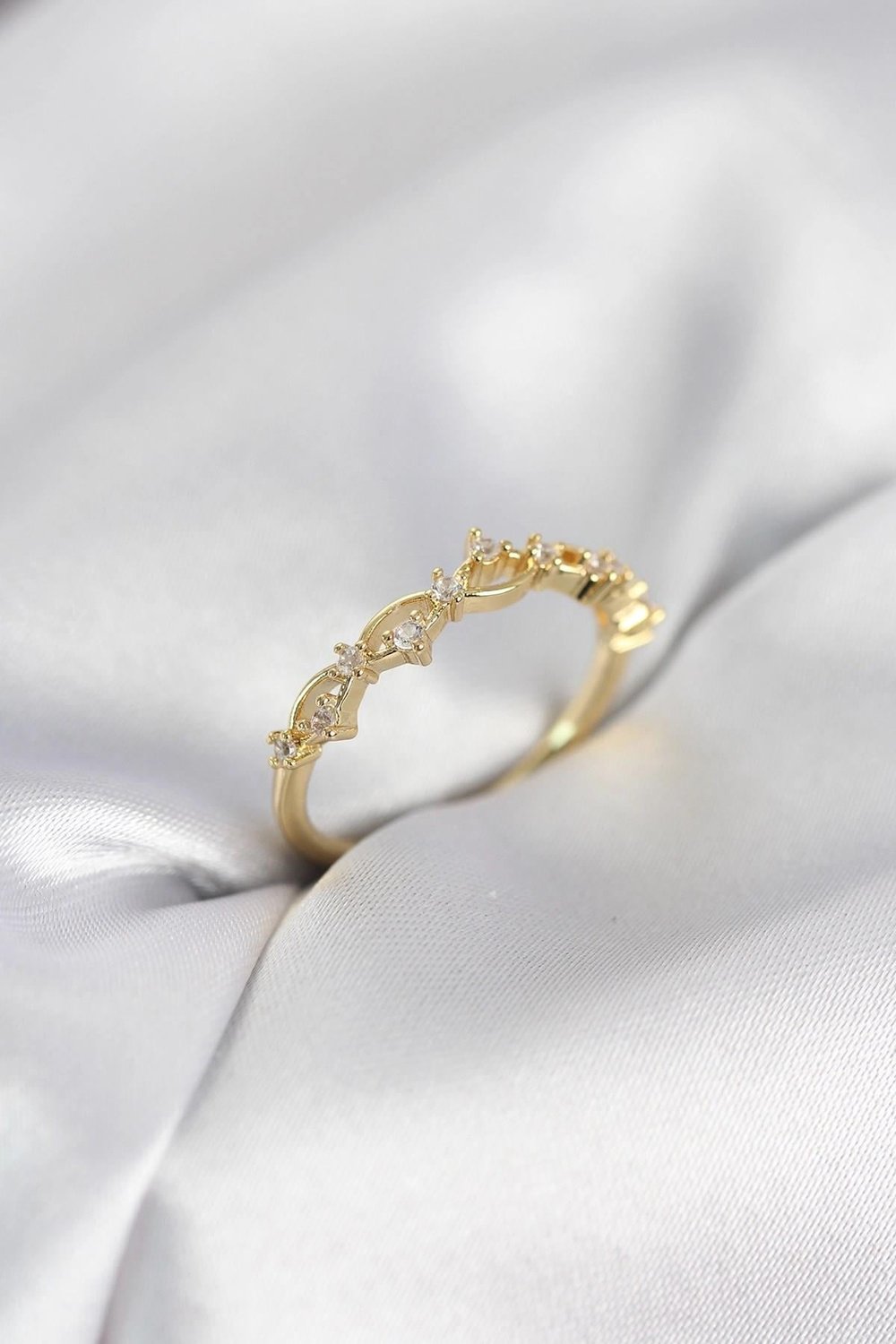 Mey İthalat® Zirkon Taşlı Pirinç Gold Renk Kadın Yüzük
