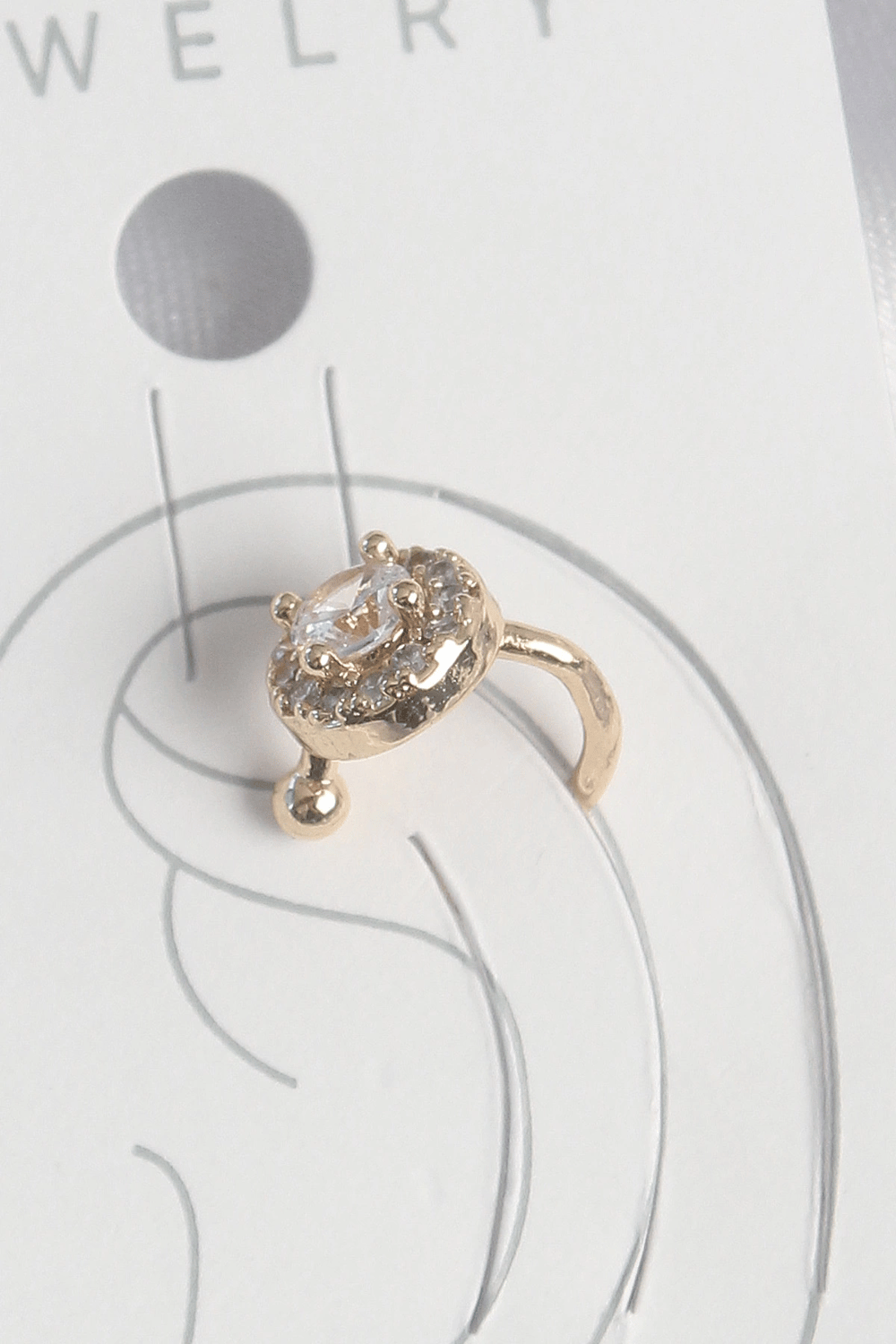 Pirinç Gold Renk Zirkon Taşlı Kadın Kıkırdak Küpe