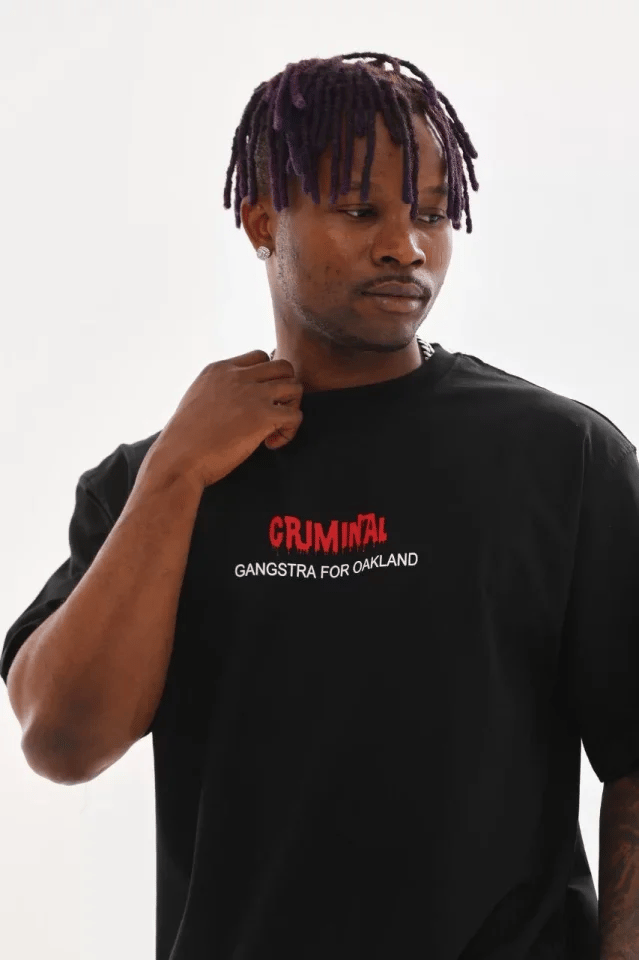 Unisex Baskılı Oversize T-shirt - Siyah