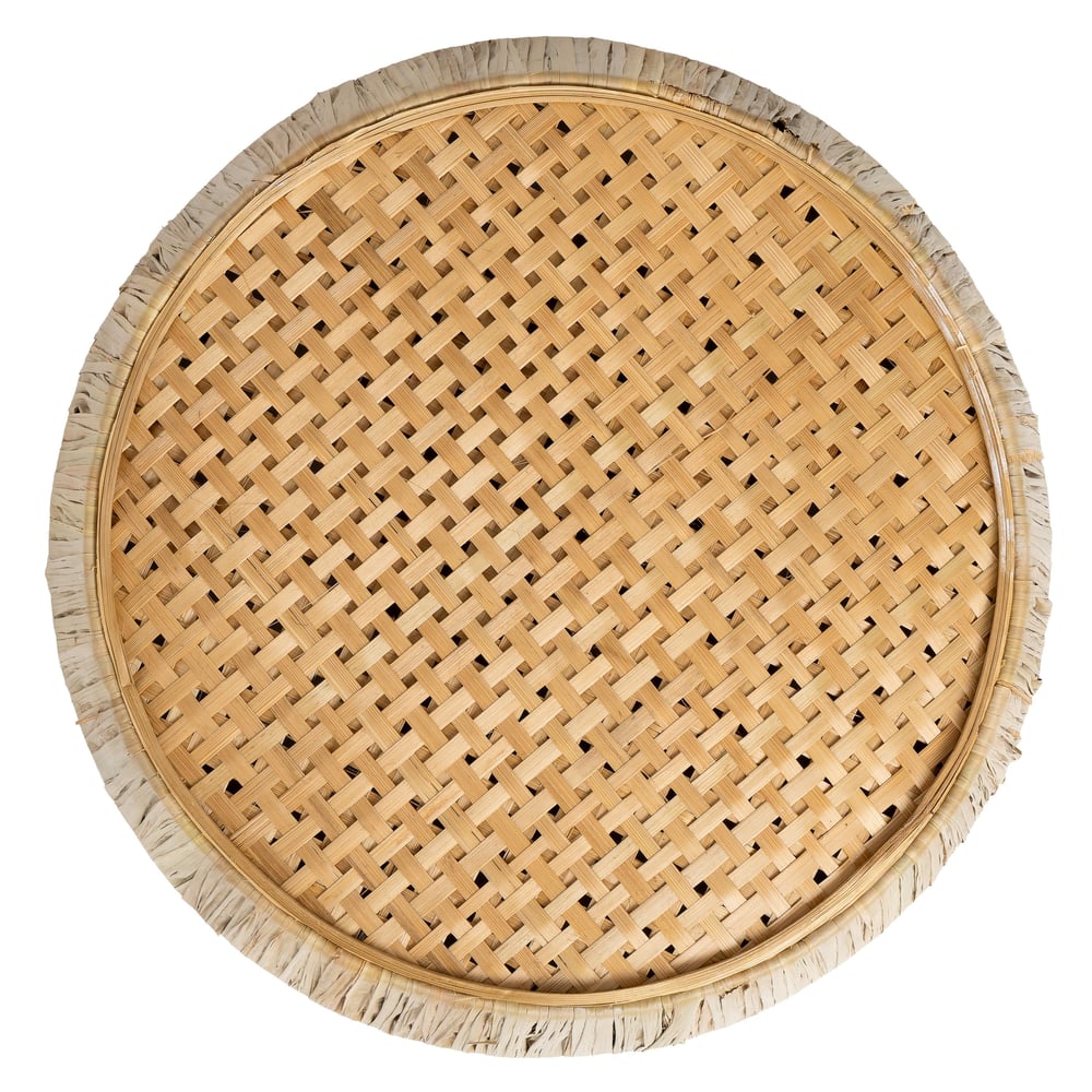 Aplik Rattan Natural Yuvarlak