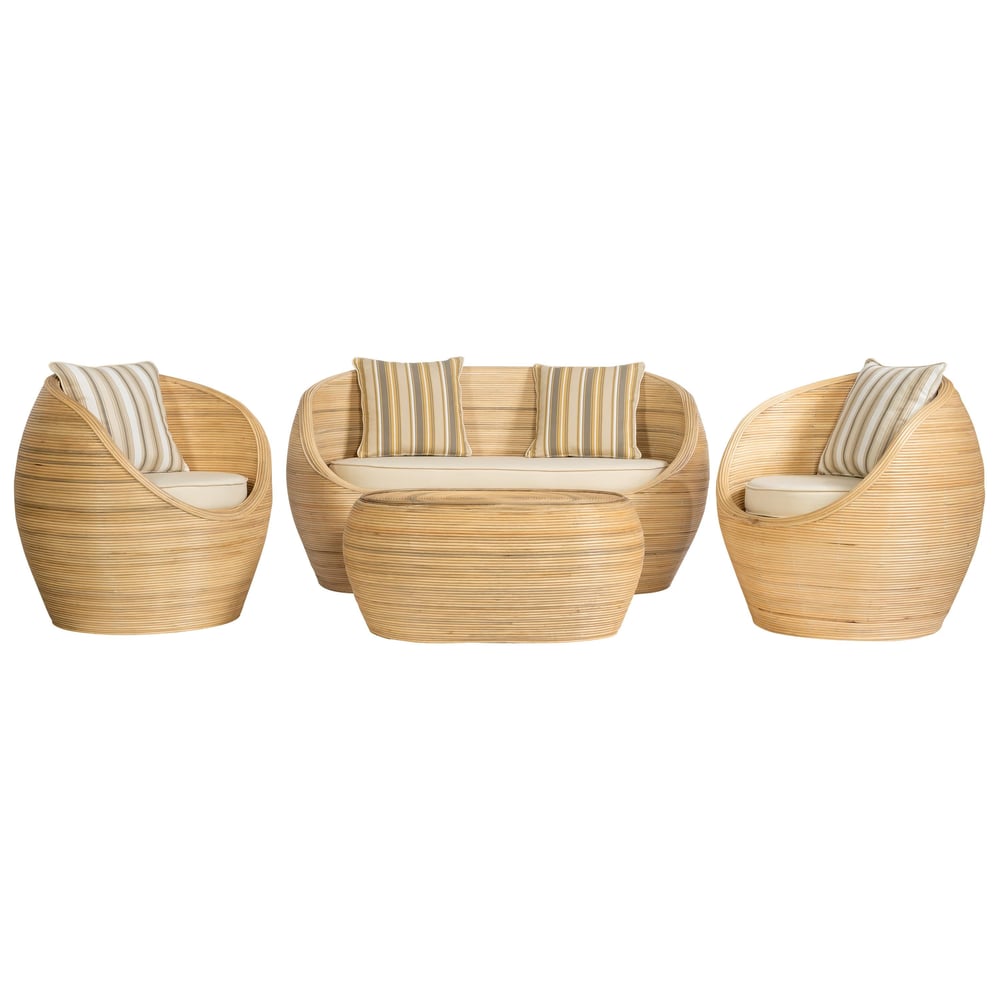 Bambu Oturma Takımı (2 Tek Kişilik +1 İki Kişilik + 1 Kahve Masası)