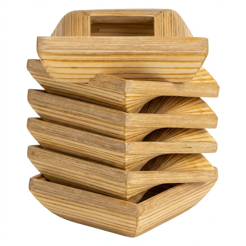 Bambu Peçete Halkası Kare Form 10 cm x 10 cm  6 lı Set