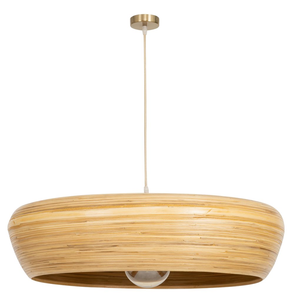 Bambu Tavan Aydınlatması Yuvarlak Form 70 cm × 70 cm × 14 cm