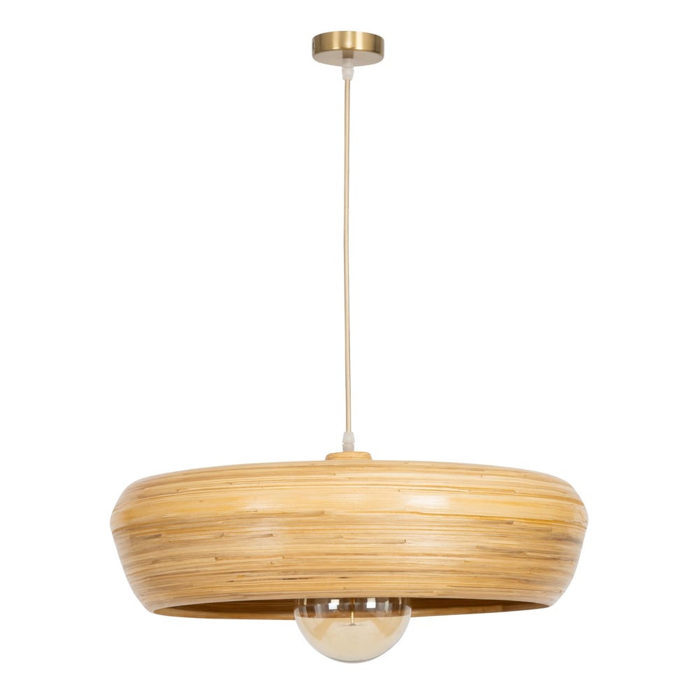 Bambu Tavan Aydınlatması Yuvarlak Form 50 cm × 50 cm × 14 cm
