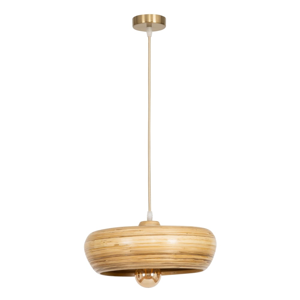 Bambu Tavan Aydınlatması Yuvarlak Form 30 cm × 30 cm × 14 cm