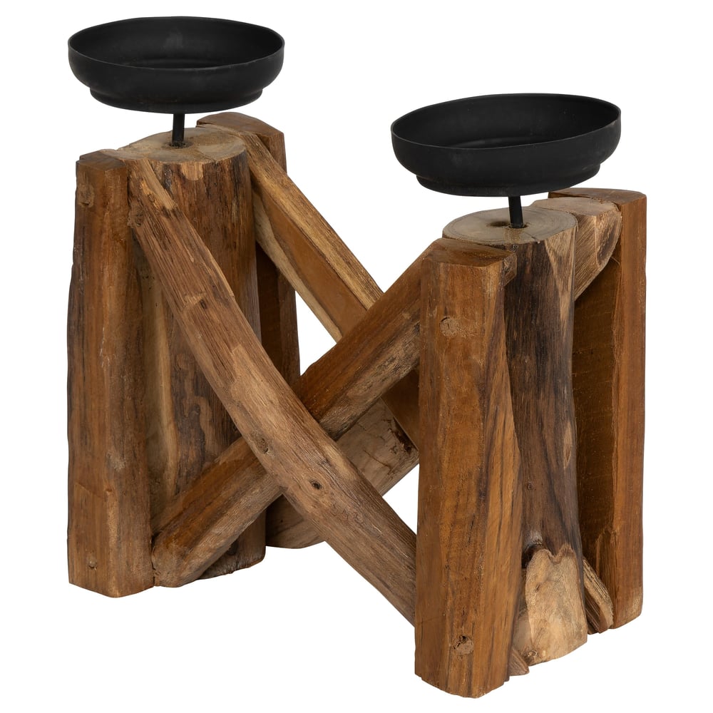 Dekoratif  2 li Mumluk Teak 25 cm x 20 cm x 20 cm