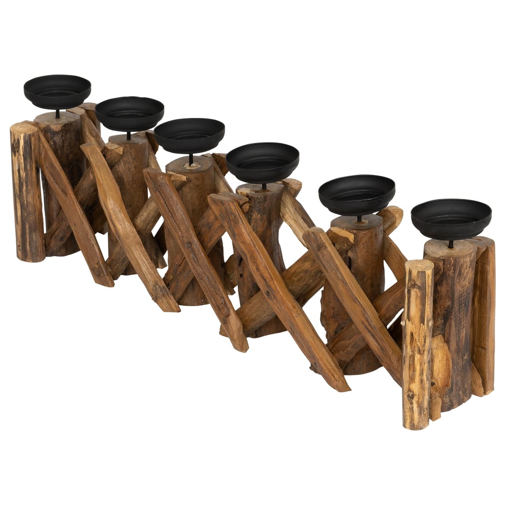 Dekoratif  6 lı  Mumluk Teak 72 cm x 20 cm x 20 cm