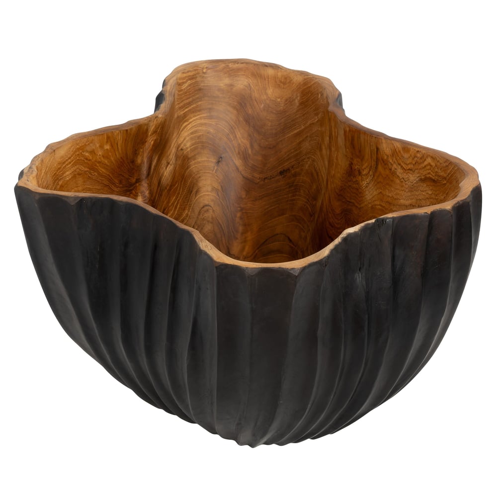 Dekoratif Gondol Lotus Yakma Siyah Teak  45 cm x 45 cm x 20 cm