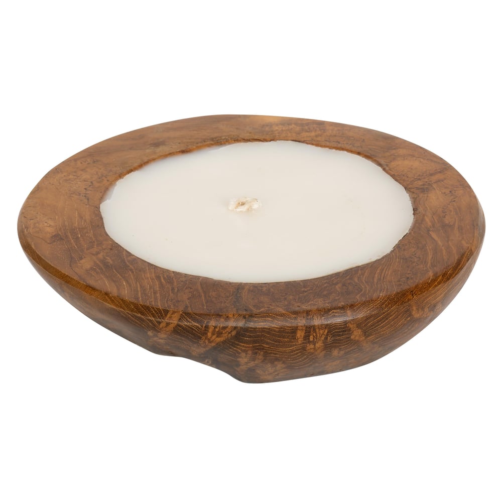 Dekoratif Mum Teak Yuvarlak Form  20 cm x 20 cm x 8 cm