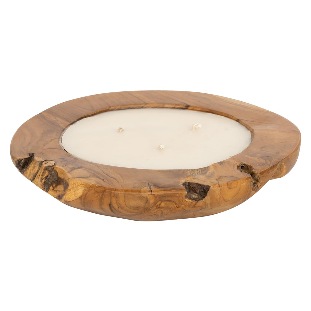 Dekoratif Mum Teak Yuvarlak Form  40 cm x 40 cm x 12 cm