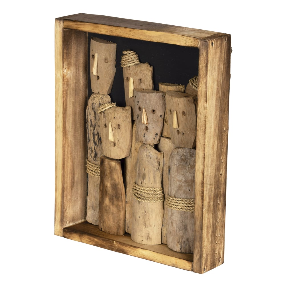 El Oyması İnsan Figürlü Driftwood Ahşap Duvar Panosu 30 x 25 cm (Type3)