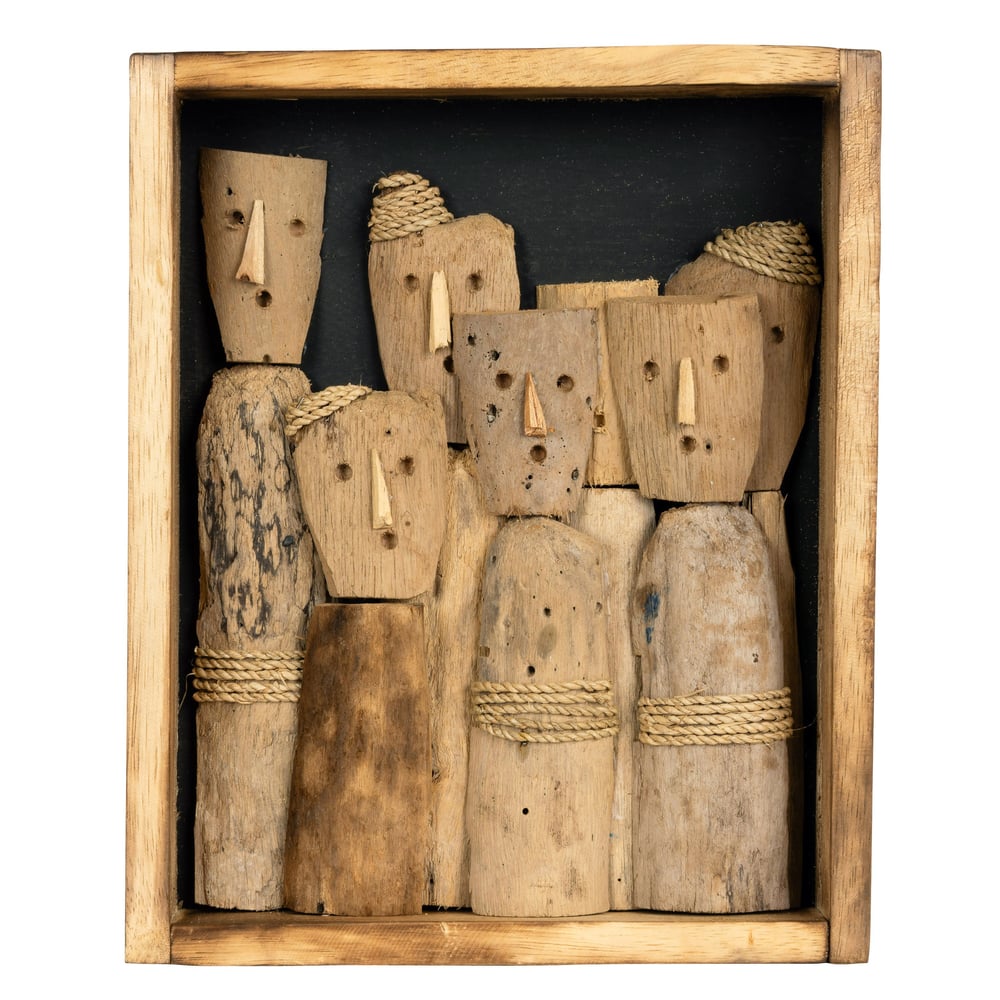 El Oyması İnsan Figürlü Driftwood Ahşap Duvar Panosu 30 x 25 cm (Type3)