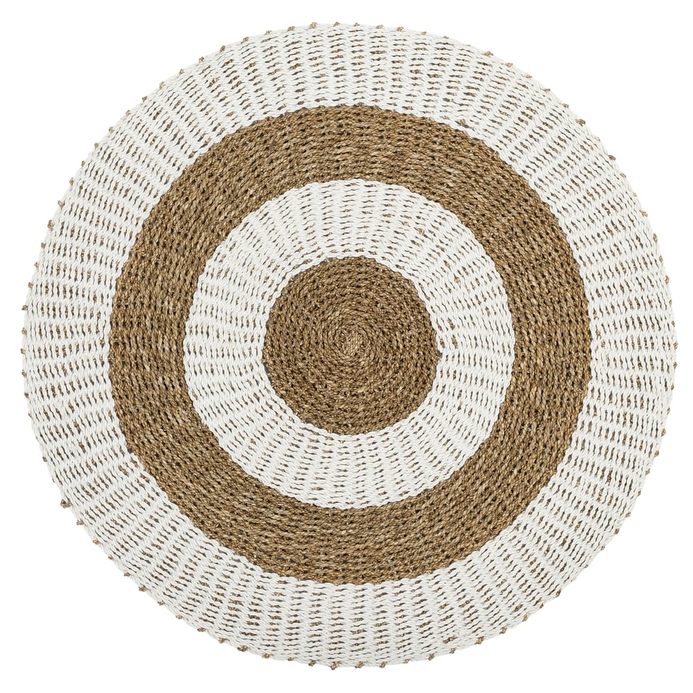 Kilim Jüt Naturel Beyaz Çizgili D.100 cm