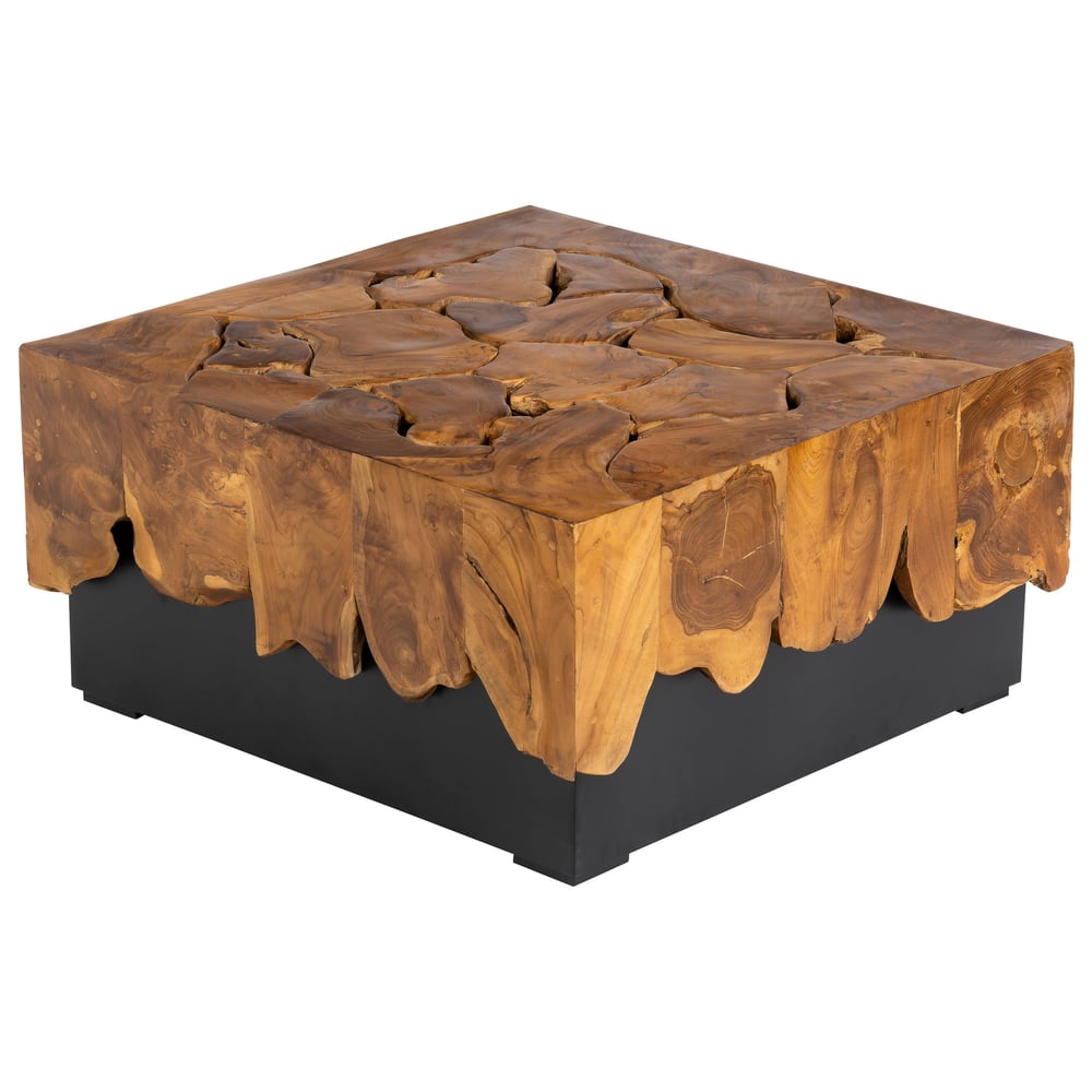 Orta Sehpa Teak / Siyah Metal Kare Form 80 cm x 80 cm x 40 cm