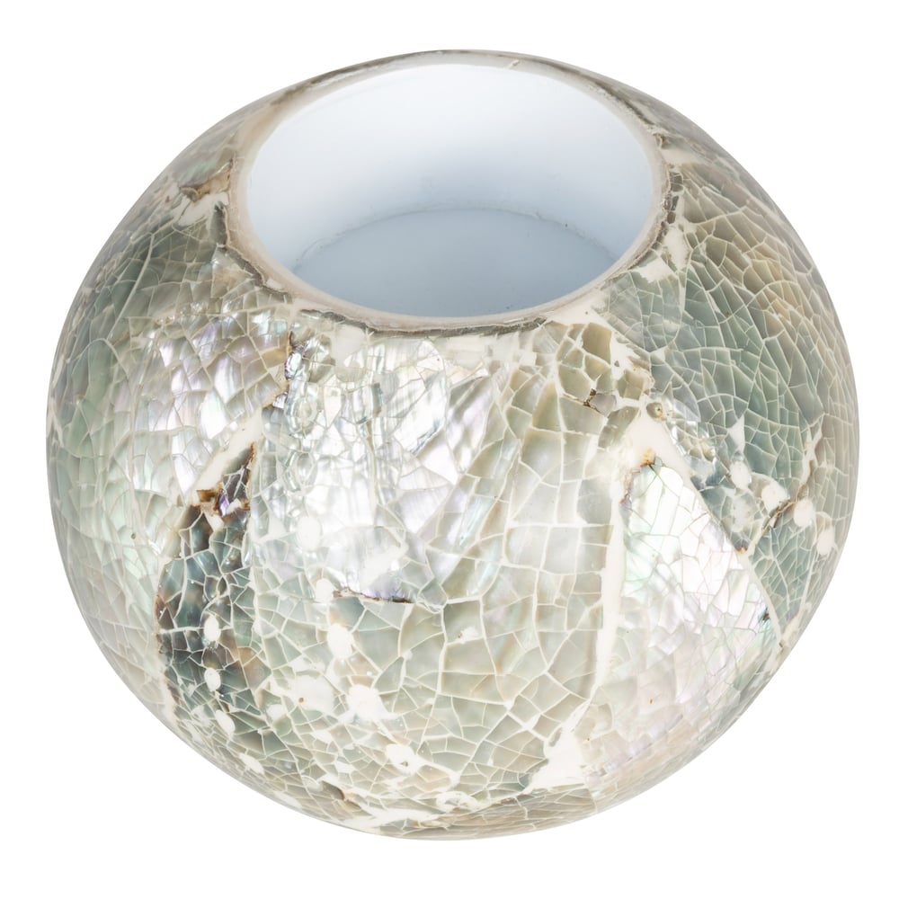 Sedefli Top Tealight Mumluk  Deniz Kabuğu Kaplama Ç.8