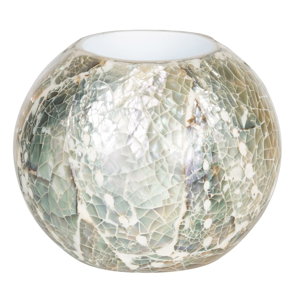 Sedefli Top Tealight Mumluk  Deniz Kabuğu Kaplama Ç.8