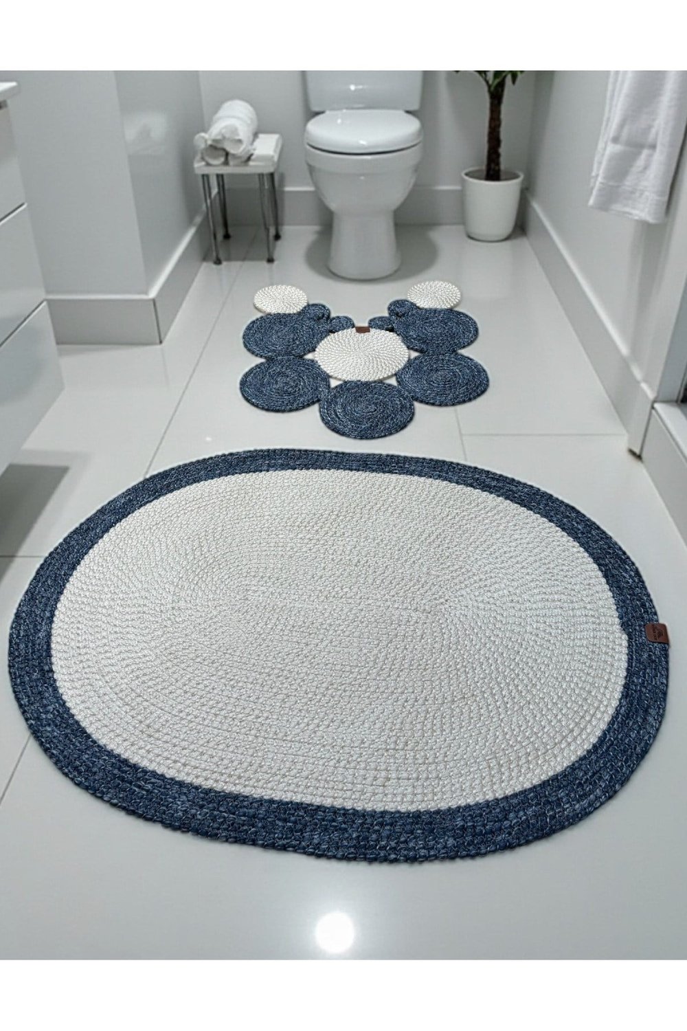 2'li Modern Hasır Görünümlü Banyo Paspası - Modern Dokunuş