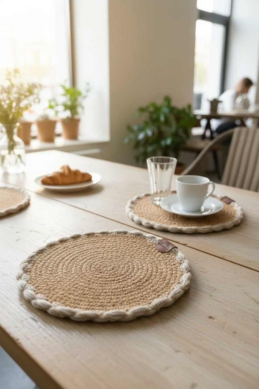 Örgü Model Kahve Sunumluğu 2’li Set 23 Cm – El Yapımı Bardak Altlığı Dekoratif Sunum Altlığı