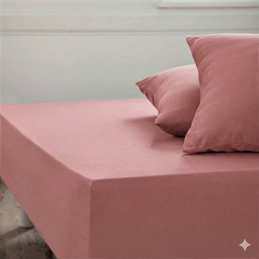Maki Home %100 Pamuklu Gül Kurusu 100x200+50x70 cm tek kişilik lastikli çarşaf takımı