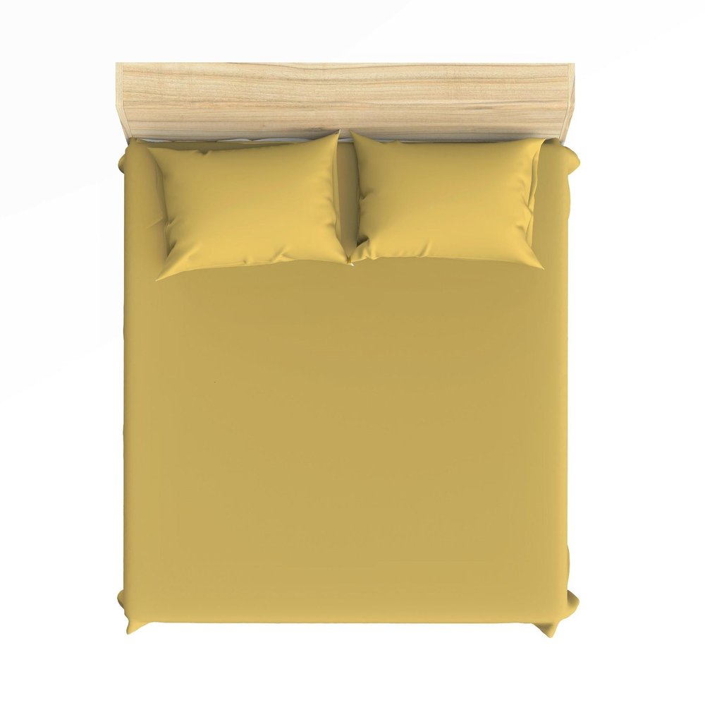 Maki Home %100 Pamuklu Hardal 160x200+2*(50x70) Çift Kişilik Lastikli Çarşaf ve Yastık Kılıfı Seti
